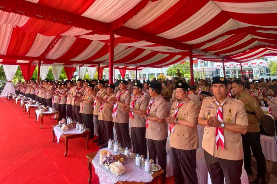 Saat pelaksanaan Upacara Peringatan Hari Pramuka ke-64 Tingkat Provinsi Kalimantan Tengah (Kalteng) Tahun 2025 yang digelar di halaman Kantor Gubernur Kalteng, Kamis (21/8/2025).